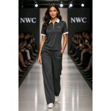 NWC Deren Blue Gri İkili Takım Palazzo Compact Fabric Modal Kumas Pantolon Takım (Yumusak Kumaş ve Tüylenme yapmaz)