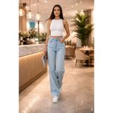 NWC Edna 90's Kadın Mavi Buz Kar Süper Yüksek Bel Salaş Likralı Salaş Paça Denim Kot Pantolon