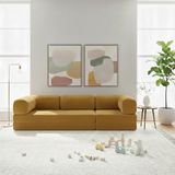 Nwin Home Linea Long 100x300 cm Modern Modüler Köşe Koltuk - Çok Amaçlı Yer Minderi Yatak Dinlenme Seti - Hardal - Sarı