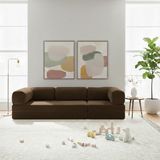 Nwin Home Linea Long 100x300 cm Modern Modüler Sünger Köşe Koltuk - Çok Amaçlı Yer Minderi Yatak Dinlenme Seti - Kahverengi