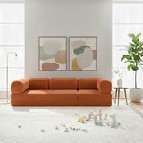 Nwin Home Linea Long 100x300 cm Modern Modüler Sünger Köşe Koltuk - Çok Amaçlı Yer Minderi Yatak Dinlenme Seti - Kiremit