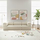 Nwin Home Linea Long 100x300 cm Modern Modüler Sünger Köşe Koltuk - Çok Amaçlı Yer Minderi Yatak Dinlenme Seti - Krem
