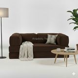 Nwin Home Linea Modüler Konfor Pratik Minder Köşe Takımı - Koltuk - Oyun Alanı - Kanepe 100*200 - Kahverengi