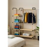 Nwood NATUREHOME NE-03 MODÜLER RAFLI %100 MASİF AHŞAP ELBİSE ASKISI AÇIK GARDIROP