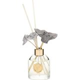 NY Home 130 ml Elips Cam Şişe Seramik Çiçek Taşlı Bambu Çubuklu Black Orchid Oda Kokusu
