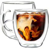 NY Home 2 Adet 250 ml Çift Cidarlı Kupa Bardak,kahve,çay ve Bitki Çayı Için Borosilikat Kupa Termisil Kahve Bardağı,kahve Çay Fincanı (2 Adet) - 0 - Siyah