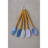 NY Home 5'li Mini Silikon Uçlu Bambu Saplı Mutfak Spatula Seti - Yanmaz Yapışmaz Karıştırıcı, Fırça ve Hamur Kaşığı - 0,5 x 7 cm