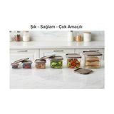 NY Home 6’lı Saklama Kabı Seti Koyu Kum Beji Kapaklı | 300 ml – 3150 ml Çok Amaçlı Gıda Saklama Kabı | Bpa Içermeyen Şeffaf Plastik