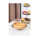NY Home Ahşap Ayaklı Çelik 23 cm Tatlı Meyve Servis/sunum Tepsisi