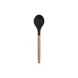 NY Home Ahşap Saplı Silikon Mutfak Servis ve Hazırlama Kaşığı, Siyah, 1 Adet - 0,5 x 7 cm