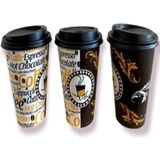 NY Home Aygün Excodi Cup - 12 Oz Siyah Kapaklı Karton Bardak - 300 ml - 100 Adet Kaliteli Kahve Bardağı, Sızdırmaz, El Yakmaz - Bej (Americano, Latte, Capuccino)
