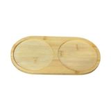 NY Home Bambu 2 Bölmeli Oval Yağdanlık ve Sosluk Altlığı - Şık Doğal Ahşap Görünümlü Stand, Mutfak Tezgahı Için Düzenleyici ve Çok Amaçlı Kullanım - 0,60 x 19 x 29 cm