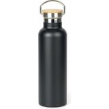 NY Home Bambu Kapaklı Siyah Çelik Termos Matara - 750 ml Sızdırmaz Kilitli Mug - Doğal Ahşap Detaylı Sıcak ve Soğuk Tutan Ofis Termosu - 230 ml