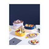 NY Home Beslenme Kutusu Iki Katlı - Paslanmaz Çelik - 1900ML Yeni Nesil Beslenme Kabı Lunch Box (Mavi) - 0,5 x 7 cm