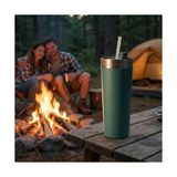 NY Home Gri Paslanmaz Çelik Pipetli Termos Kupa - 660 ml Büyük Boy (Venti) - Sıcak ve Soğuk Tutan Mug - Araç ve Ofis Tipi Bardak (Yeşil) - 230 ml