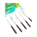 NY Home Palet Bıçağı 5 Parça Paslanmaz Çelik Spatula Seti, Kil Hamuru Pasta Krema Yağlıboya Için Ahşap Saplı Süsleme Şekil Verme ve Kazıma, Boya Araçları,mutfakta ve Diğer Hobi ve El Sanatları Için - 0,5 x 7 cm