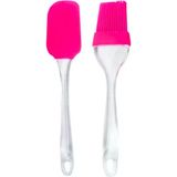 NY Home Silikon Spatula ve Fırça Seti, 2 Parça (Pembe) - 0,5 x 7 cm