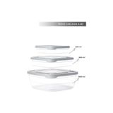 NY Home Trend Box Kare Sızdırmaz Kapak Saklama Kabı 3'lü Set Gri