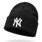 NY Logolu Unisex Kışlık Bere Pamuk Akrilik Karışım Yumuşak Dokulu, Tek Beden SİYAH