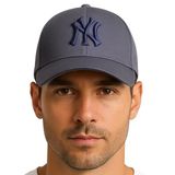 NY Nakış Logolu Spor Beyzbol Şapkası Erkek Unisex Ayarlanabilir Metal Tokalı Kep GRİ
