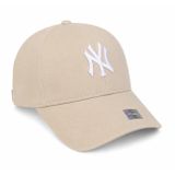 NY Nakışlı Unisex Şapka – Gabardin Pamuklu Kumaş, Ayarlanabilir Spor Erkek Kadın Kep (BejN)