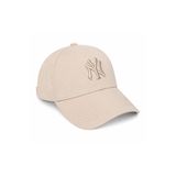 ny new york accessories NY Nakışlı Logolu Gabardin Kumaş Spor Erkek Unisex Kep Beyzbol Şapkası Bej Rengi