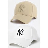 Ny New York Nakış Unisex Beyzbol Bej ve Beyaz Şapka Kadın Şapka Erkek Şapka Yazlık Şapka - Standart - Lacivert - Beyaz