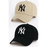 Ny New York Nakış Unisex Beyzbol Bej ve Siyah Şapka Kadın Şapka Erkek Şapka Yazlık Şapka - Standart - Bej - Beyaz