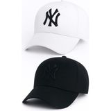 Ny New York Nakış Unisex Beyzbol Beyaz ve Siyah Şapka Kadın Şapka Erkek Şapka Yazlık Şapka - Standart - Beyaz - Siyah - Siyah