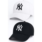 Ny New York Nakış Unisex Beyzbol Beyaz ve Siyah Şapka Kadın Şapka Erkek Şapka Yazlık Şapka - Standart - Beyaz - Siyah