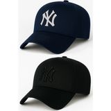 Ny New York Nakış Unisex Beyzbol Lacivert ve Siyah Şapka Kadın Şapka Erkek Şapka Yazlık Şapka - Standart - Lacivert - Beyaz - Siyah