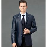 Nyc Deri Ince Kesit Blazer Klasik Ceket - 3XL - Açık Lacivert