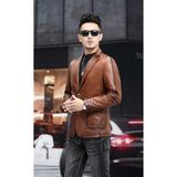 Nyc Deri Slim Fit Erkek Ceket - Koyu Kahve