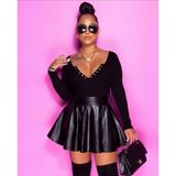 Nyc Giyim Kloş Suni Deri Etek Orta Boy - XL - Siyah