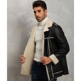 Nyc Giyim Tekstil Dış Dikiş Yerleri ve Içi Kürklü Hakiki Deri Uzun Kaban Kışlık Erkek - 2XL - 001-Siyah
