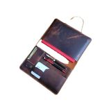 Nyc Giyim Tekstil Hakiki Crazy Dana Derisi El Dikişli Tablet Organizer Çanta, Bordo, 13 Inç Tablet Için Ideal, Toplantı ve Seyahat Düzenleyici - Kahverengi