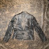 Nyc Giyim Tekstil Hakiki Deri Kadın Ceket Slim-Fit Biker Şeytan Figürlü Mont