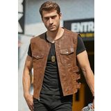 Nyc Giyim Tekstil Hakiki Zik Deri Motorcu Yelek
