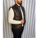 Nyc Giyim Tekstil Şişme Hakiki Deri Yelek Karartmalı Kahve Gündelik,Mevsimlik Slim Fit Kesim