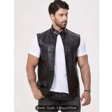 Nyc Giyim Tekstil Uzun Hakim Yaka Regular Fit Hakiki Deri Yelek