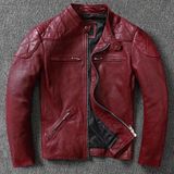 Nyc Giyim Tekstil Vintage Motosiklet Şarap Kırmızı Renk Hakiki Deri Mont