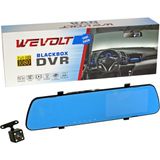 NYF MB-600 Wevolt DVR Kayıt Cihazı Araç İçi 4,3 inç Dikiz Ayna Ekranlı Çift Kameralı (32 GB Destekli - Siyah