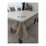 NYK HOME Hasır Desen Lüks Pvc Silinebilir Masa Örtüsü Tüm Renk Ve Ölçüler KREM RENK