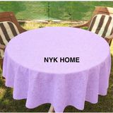 NYK Home Pvc Muşamba Dantel Görünümlü Kaymaz Sıvı Geçirmez Deliksiz Mutfak Masa Örtüsü Çiçek Motifli - Lila - 150 cm