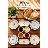 Nyl Home 10 Parça 4 Kişilik Vivia Stoneware Kahvaltı Takımı - Özel Desenli Kahvaltılık Servis Sunum Seti