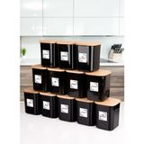 Nyl Home 12'li 900 ml Siyah Ahşap Vakumlu Kapaklı Akrilik Saklama Kavanozu Kabı ve Kutusu 900 ml Etiketli