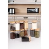 NYL HOME 12'li Bambu Vakum Kapaklı Pinterest Tasarım Baharatlık, Borosilikat Cam Mini Kavanoz 250 ml