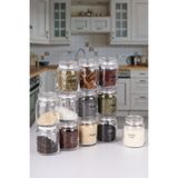 NYL HOME 12'li Set Akrilik Vakum Kapaklı Cam Baharat Saklama Kabı - Etiketli Baharatlık Takımı Kavanoz 300ml