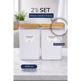 Nyl Home 2 Adet Ahşap Vakumlu Kapaklı Toz Deterjan Kutusu Renkliler Beyazlar Etiketli 3 Litre