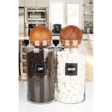 Nyl Home 2'li Ahşap Top Kapaklı Çay ve Şeker Kavanozu Saklama Kabı Cam 1400 ml